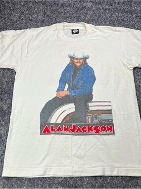 Vintage 1991 Alan Jackson Don't Rock The Jukebox Shirt XL Screen Stars USA Made